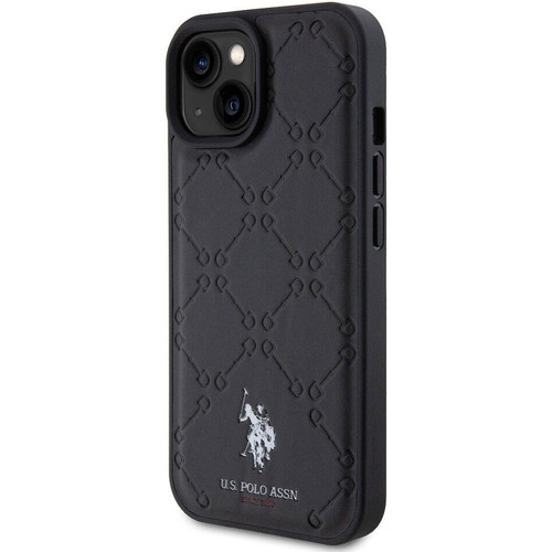 Apple iPhone 15 Uyumlu Kılıf U.S. Polo Assn. Orjinal Lisanslı HS Desenli Baskı Logolu Suni Deri Kapak