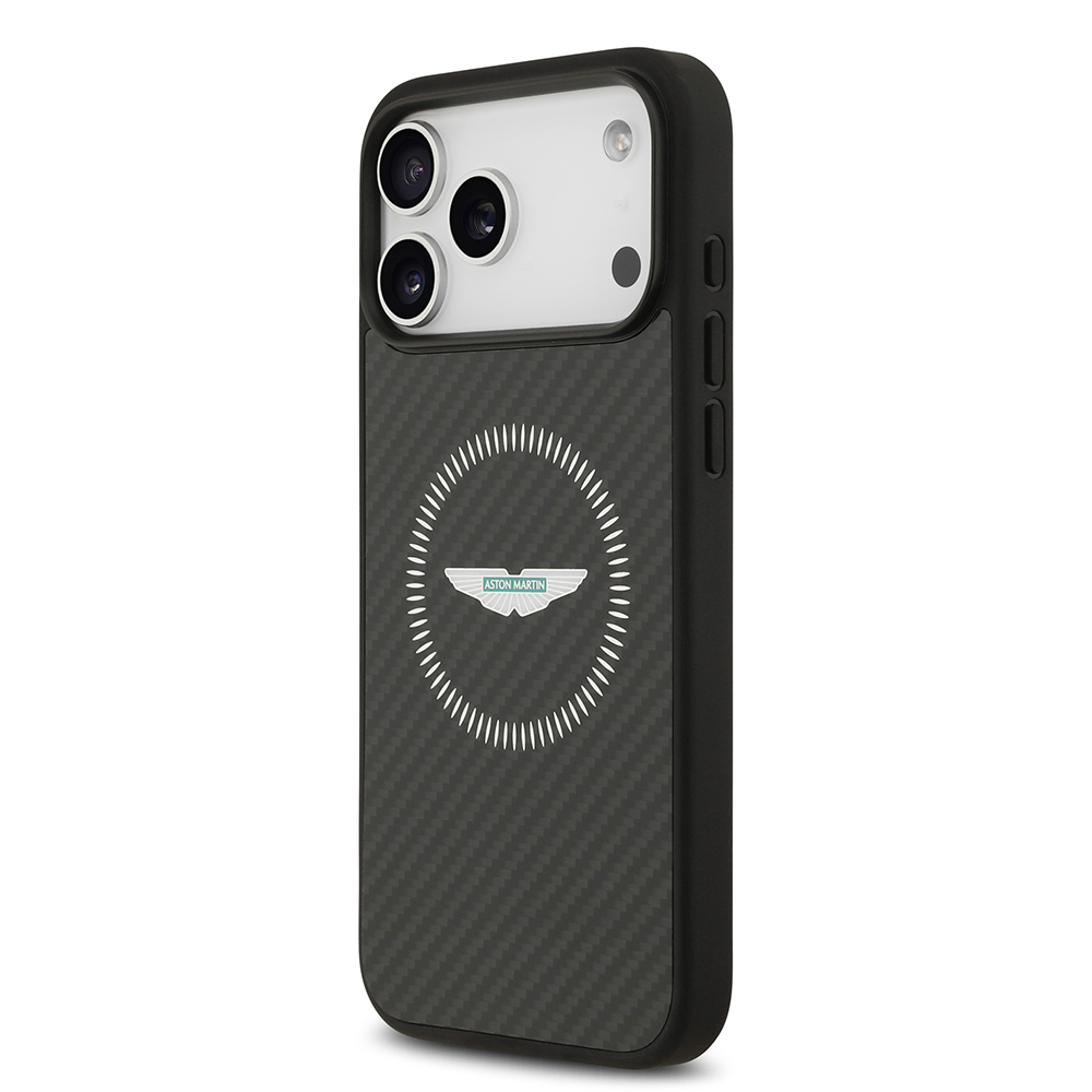 Apple iPhone 17 Pro Max Uyumlu Kılıf Aston Martin Orjinal Lisanslı M-safe Şarj Özellikli Karbon Fiber Kapak - 1