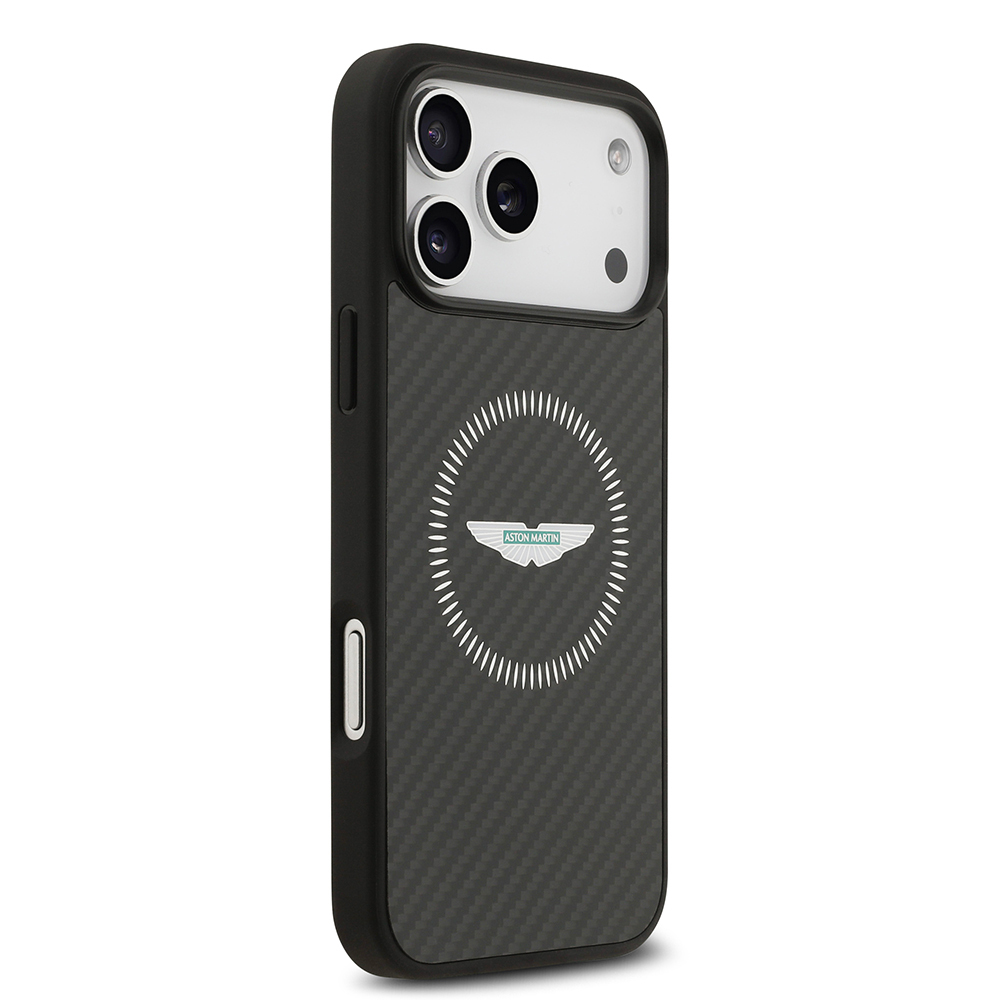 Apple iPhone 17 Pro Max Uyumlu Kılıf Aston Martin Orjinal Lisanslı M-safe Şarj Özellikli Karbon Fiber Kapak - 3