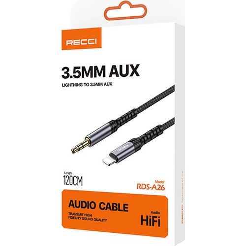 Recci RDS-A26 Lightning to 3.5mm AUX Audio Kablo