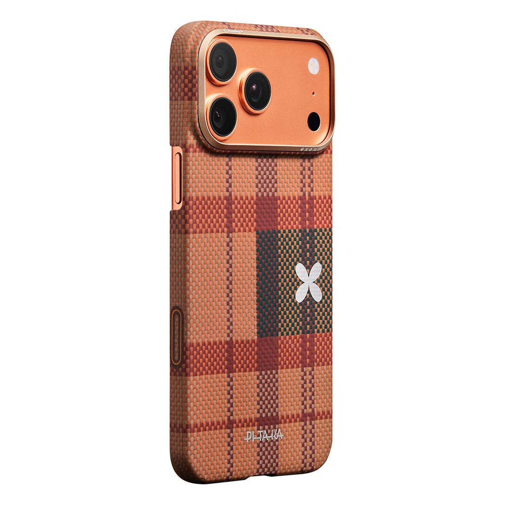 Apple iPhone 17 Pro Max Uyumlu Kılıf M-safe Şarj Özellikli Aramid Fiber Pitaka Flora in Grid Serisi Kapak - 1