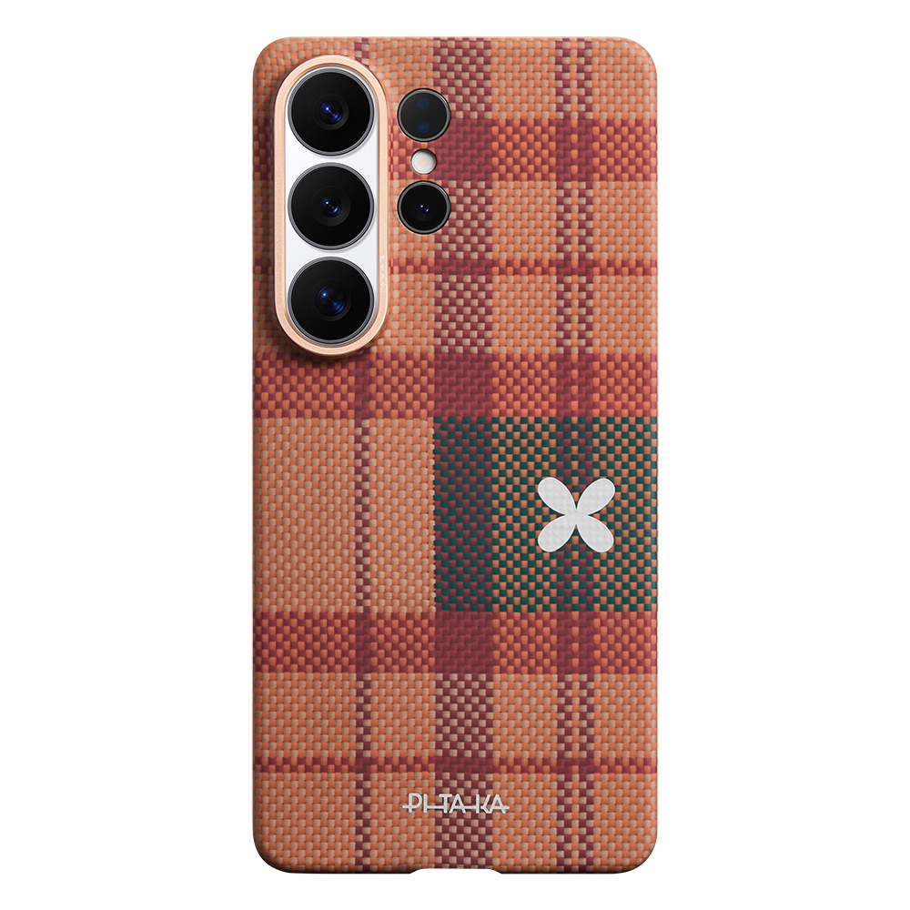 Samsung Galaxy S26 Ultra Uyumlu Kılıf M-safe Şarj Özellikli Aramid Fiber Pitaka Flora in Grid Serisi Kapak - 7