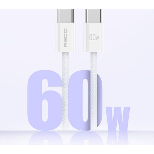Recci RS13CC Nature Serisi 60W Hızlı Şarj Özellikli Type-C To Type-C PD Kablo 1.2M