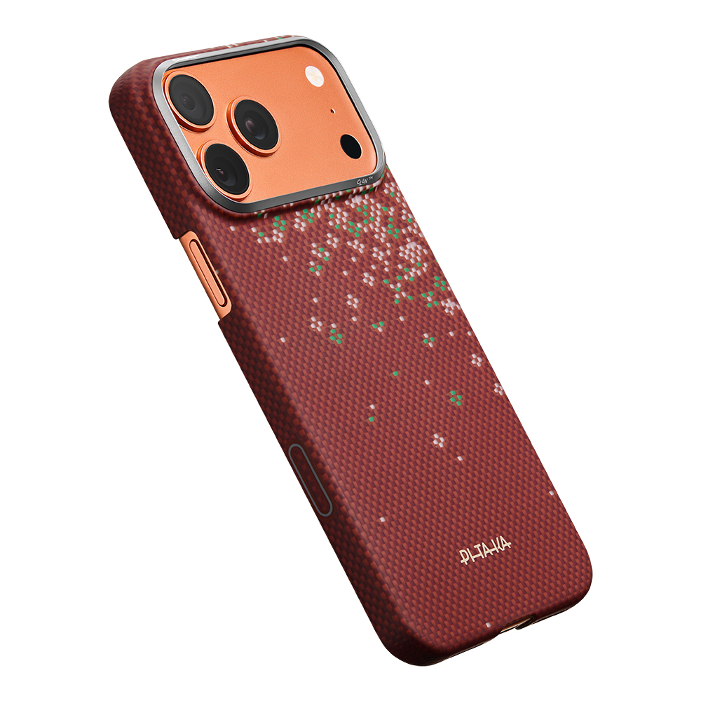 Apple iPhone 17 Pro Max Uyumlu Kılıf M-safe Şarj Özellikli Aramid Fiber Pitaka Sakura Hours Serisi Kapak - 3