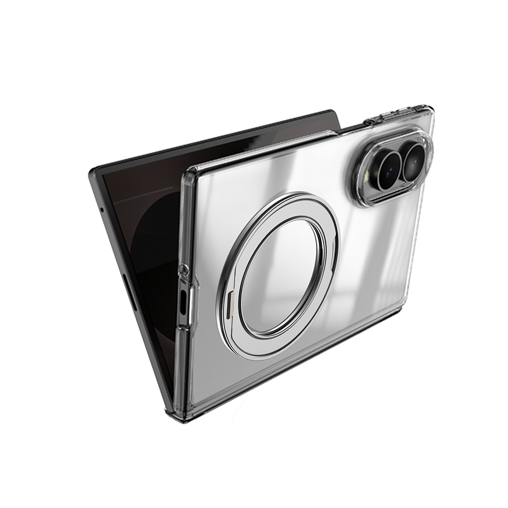 Galaxy Z Fold 8 Kılıf M-safe Şarj Özellikli Transparan Sert PC Wlons Pita Standlı Kapak - 1