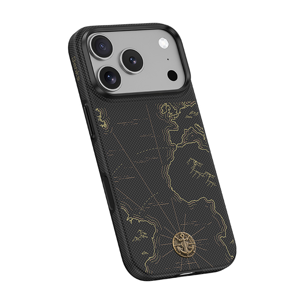 Apple iPhone 17 Pro Max Uyumlu Kılıf M-safe Şarj Özellikli Karbon Fiber Tasarımlı Benks ArmorEdge Air Navigator Kevlar Kapak - 1