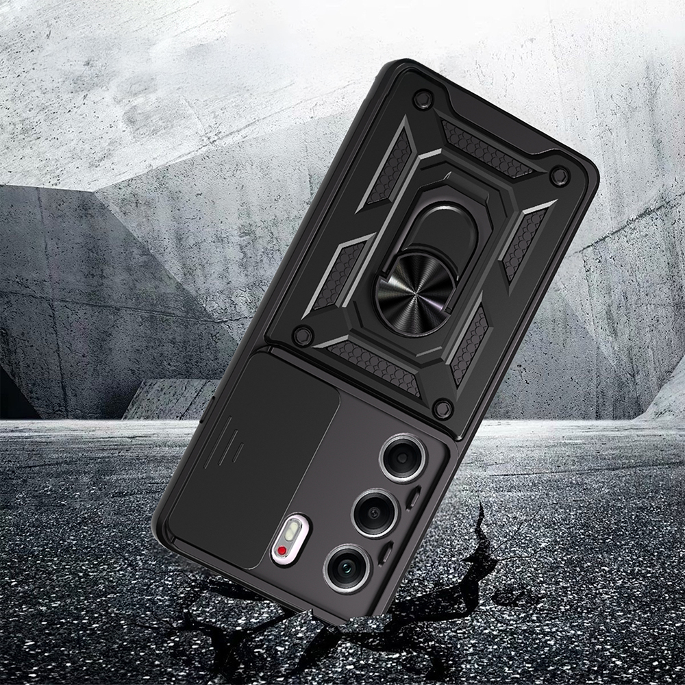 Tecno Camon 40 5G Kılıf Magnetik Standlı Kamera Korumalı Zore Sürgülü Vega Kapak - 1