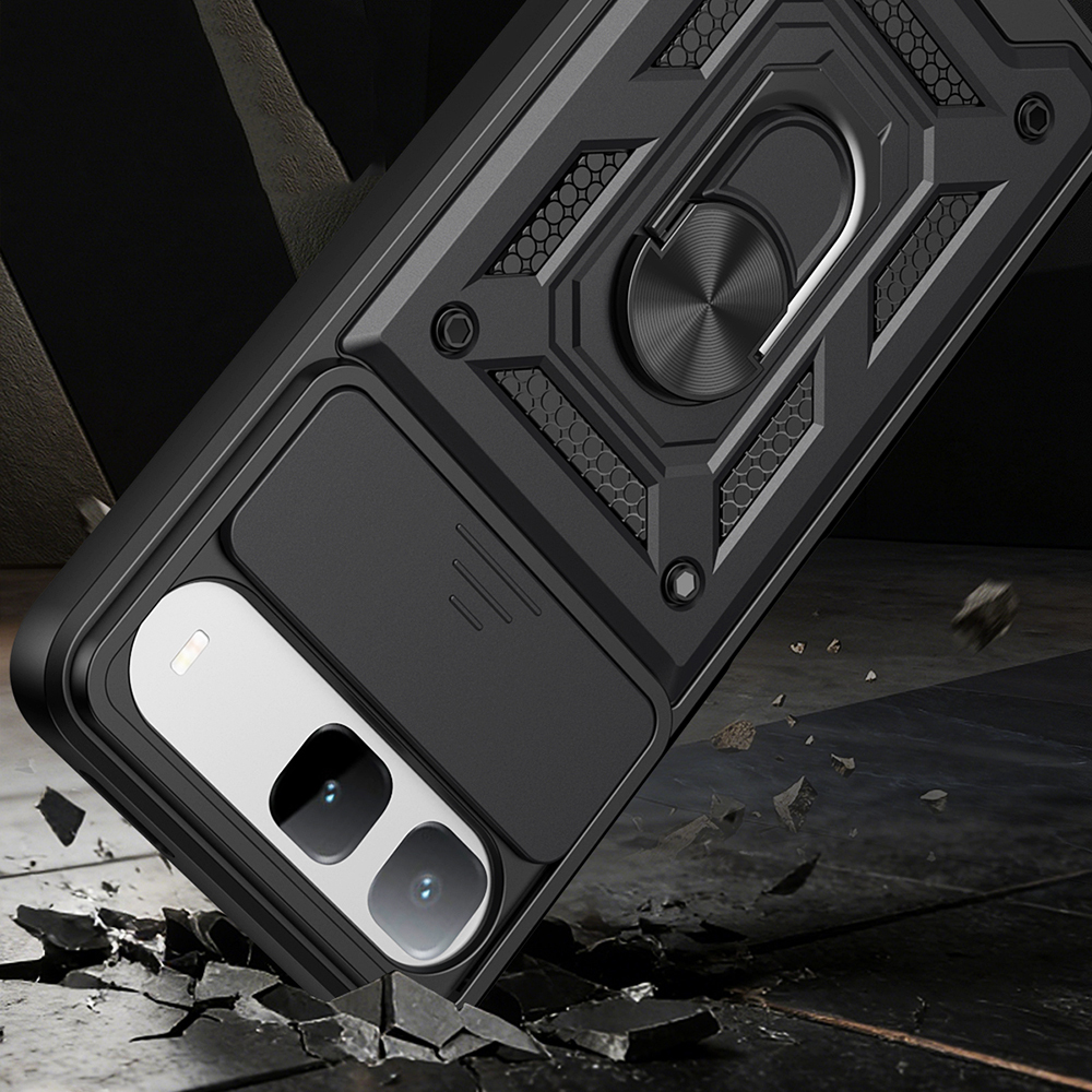 Tecno Spark 40 5G Kılıf Magnetik Standlı Kamera Korumalı Zore Sürgülü Vega Kapak - 1