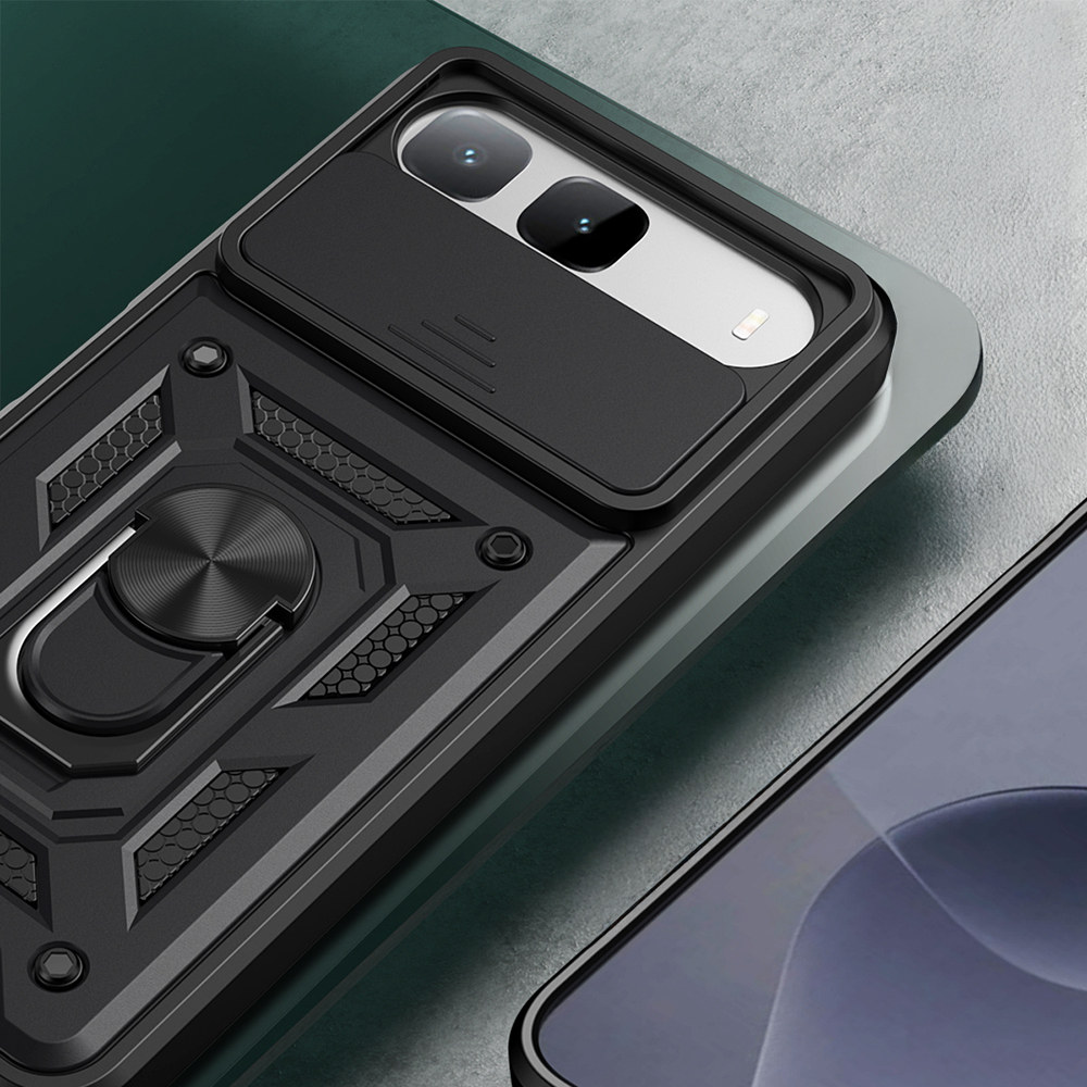 Tecno Spark 40 5G Kılıf Magnetik Standlı Kamera Korumalı Zore Sürgülü Vega Kapak - 3