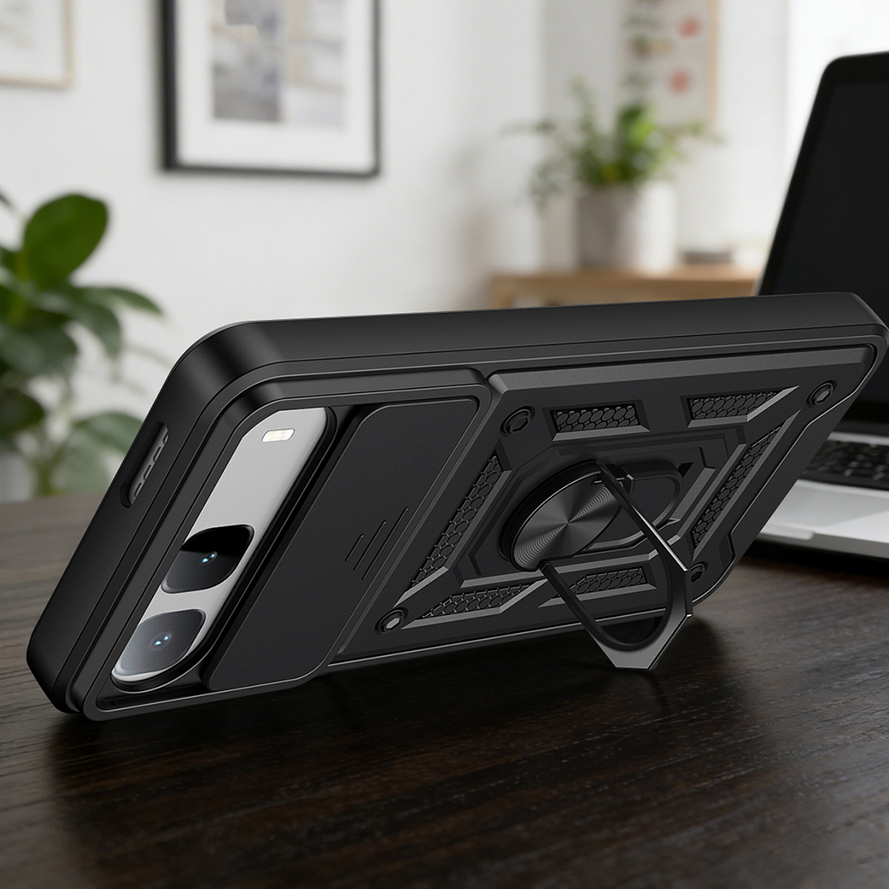 Tecno Spark 40 5G Kılıf Magnetik Standlı Kamera Korumalı Zore Sürgülü Vega Kapak - 5