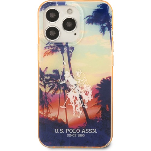 Apple iPhone 14 Pro Max Uyumlu Kılıf U.S. POLO ASSN. Renkli Ağaç Baskılı Dizayn Kapak