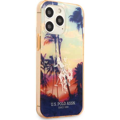 Apple iPhone 14 Pro Max Uyumlu Kılıf U.S. POLO ASSN. Renkli Ağaç Baskılı Dizayn Kapak