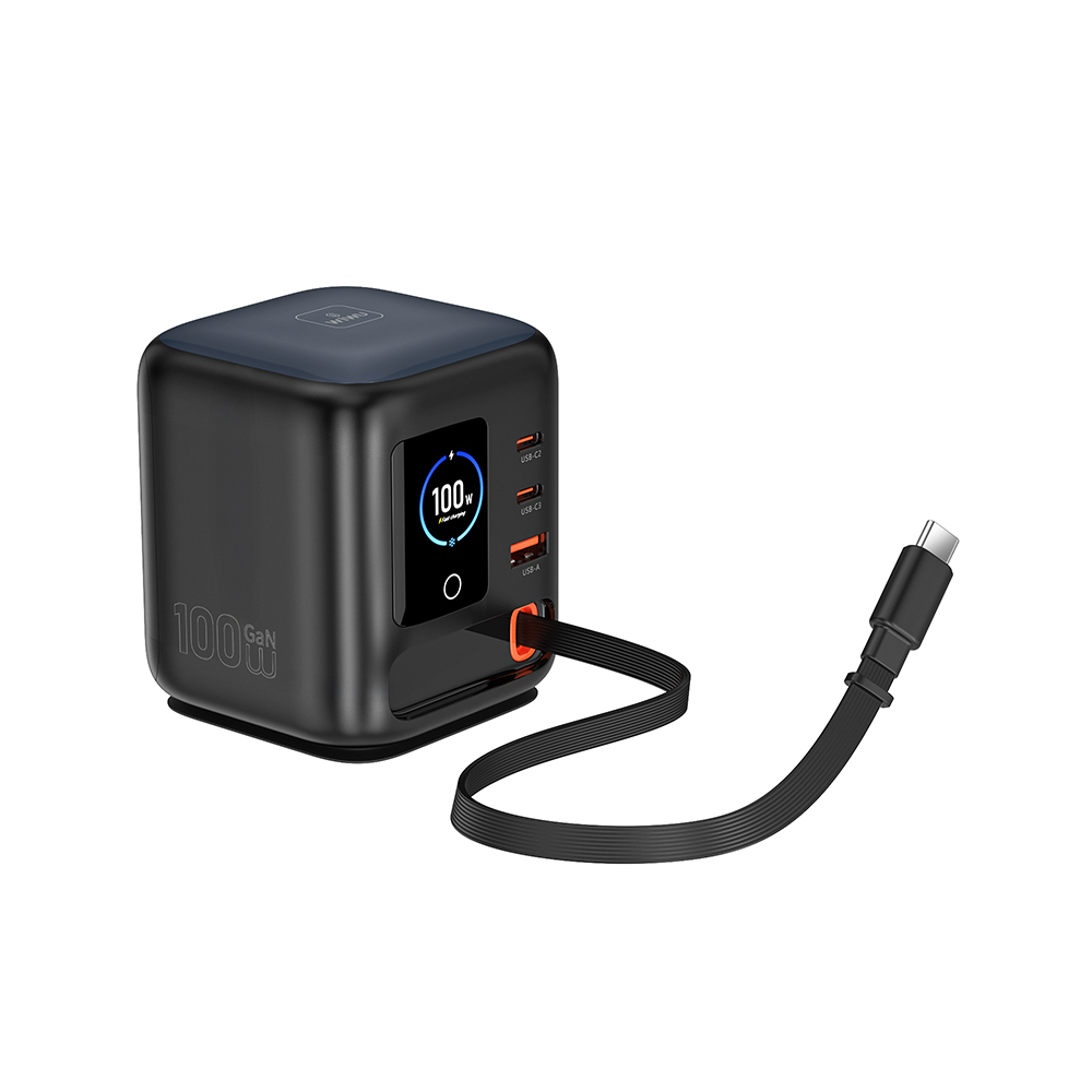 Wiwu Wi-G039 GaN Teknolojili Type-C Kablolu 4 Portlu Masaüstü Şarj İstasyonu 100W - 1