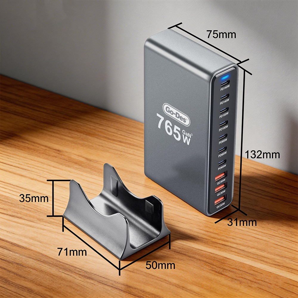 Go Des GD-B963 GaN Teknolojili 10 Portlu Masaüstü Şarj İstasyonu 765W - 4