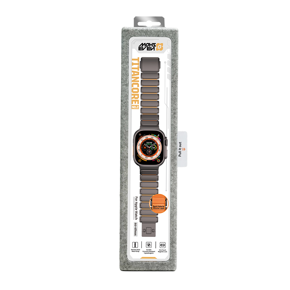 Apple Watch 44mm Uyumlu Mohseven iWatch Titancore No.2 Çelik Kordon - 5