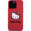 Apple iPhone 15 Pro Max Uyumlu Kılıf Hello Kitty Orjinal Lisanslı Yazı ve İkonik Logolu 3D Rubber Kitty Head Kapak
