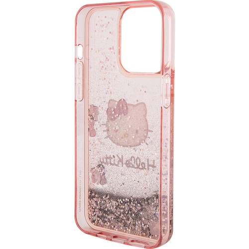 Apple iPhone 15 Pro Max Uyumlu Kılıf Hello Kitty Orjinal Lisanslı İkonik Sıvılı Glitter Kapak