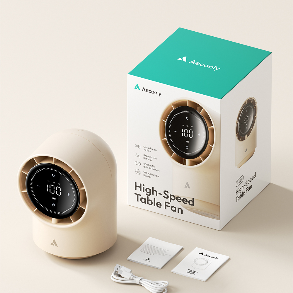 Aecooly TB01 Dijital LED Göstergeli Portatif Soğutucu Masa Fanı - 7