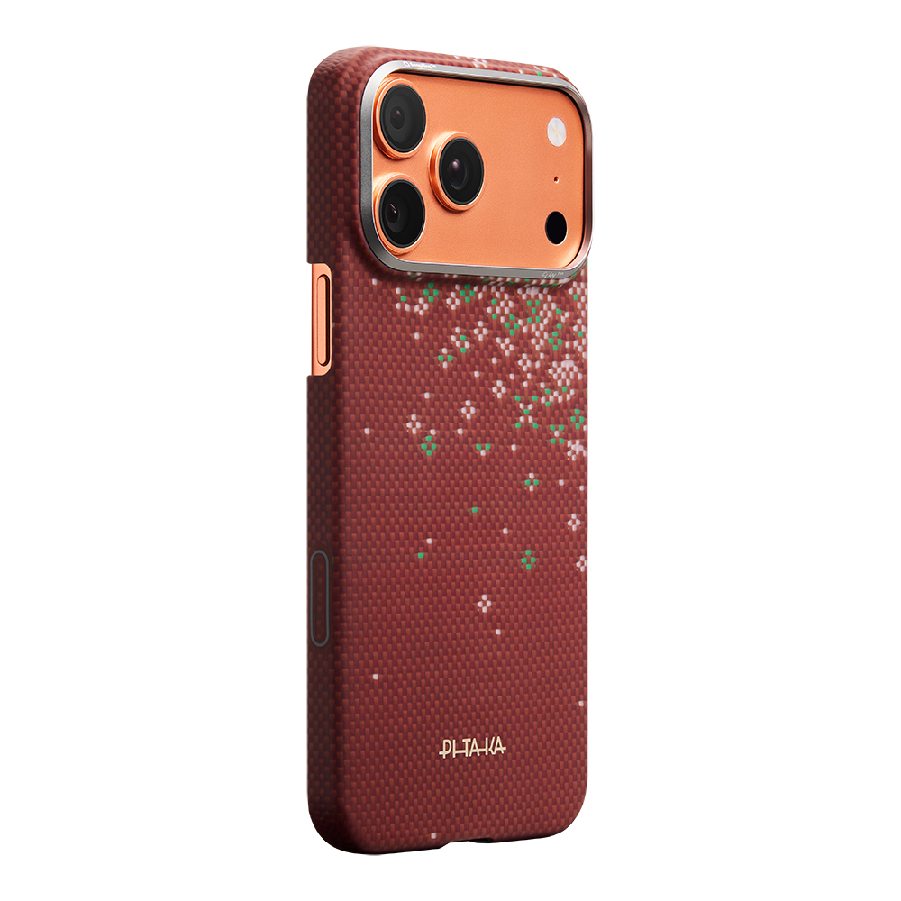 Apple iPhone 17 Pro Uyumlu Kılıf M-safe Şarj Özellikli Aramid Fiber Pitaka Sakura Hours Serisi Kapak - 1