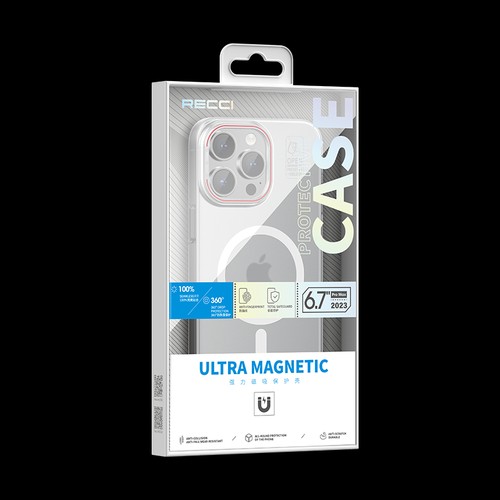 Apple iPhone 15 Pro Max Uyumlu Kılıf Magsafe Şarj Özellikli Standlı Metal Kamera Çerçeveli Mat Recci Glaze Serisi Kapak