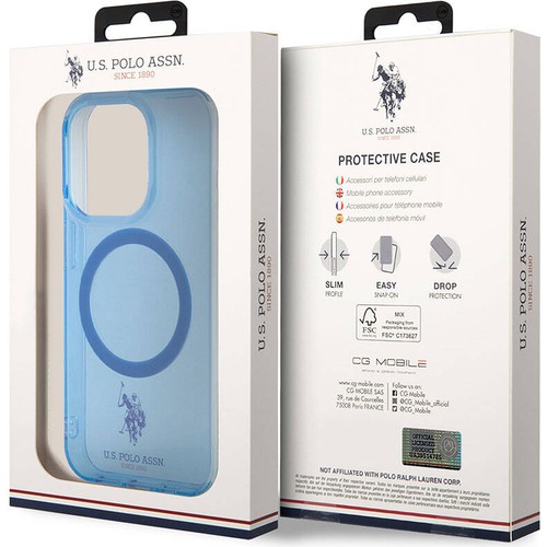 Apple iPhone 15 Pro Max Uyumlu Kılıf U.S. Polo Assn. Orjinal Lisanslı Magsafe Şarj Özellikli Transparan Tasarım Kapak