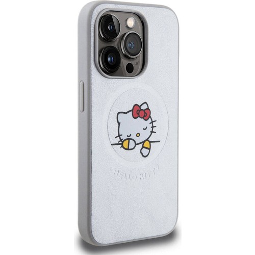 Apple iPhone 15 Pro Uyumlu Kılıf Hello Kitty Orjinal Lisanslı Magsafe Şarj Özellikli Baskı Logolu Uyuyan Kitty Deri Kapak