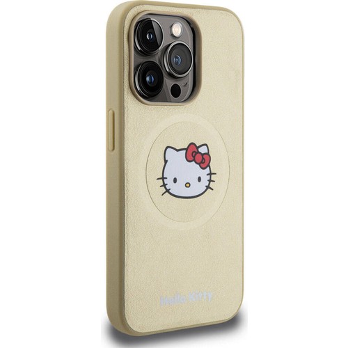 Apple iPhone 15 Pro Uyumlu Kılıf Hello Kitty Orjinal Lisanslı Magsafe Şarj Özellikli Kitty Head Deri Kapak
