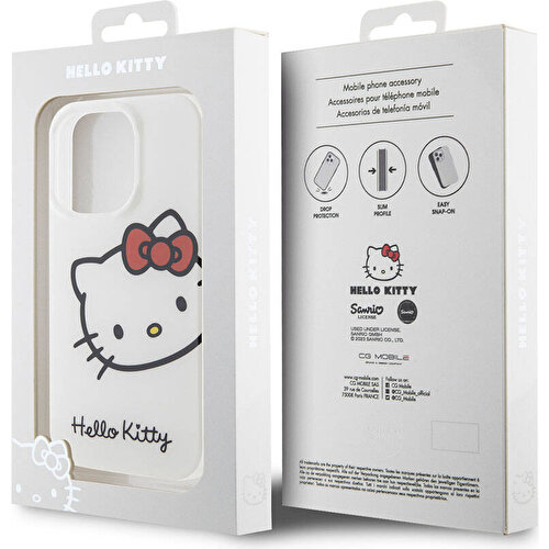 Apple iPhone 15 Pro Uyumlu Kılıf Hello Kitty Orjinal Lisanslı Yazı ve İkonik Logolu Kitty Head Kapak