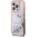 Apple iPhone 15 Pro Uyumlu Kılıf Hello Kitty Orjinal Lisanslı İkonik Sıvılı Glitter Kapak