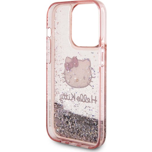 Apple iPhone 15 Pro Uyumlu Kılıf Hello Kitty Orjinal Lisanslı İkonik Sıvılı Glitter Kapak