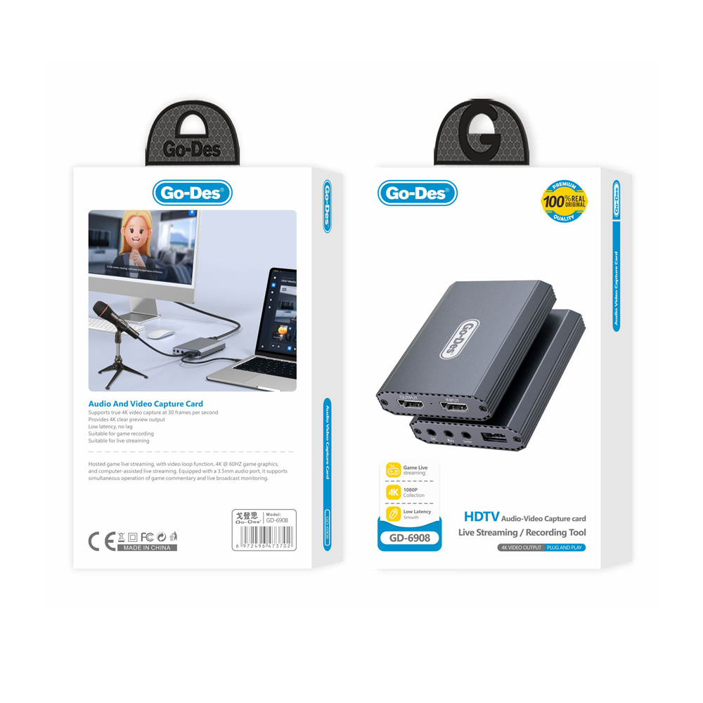 Go Des GD-6908 HDTV Ses ve Video Adaptörü USB-A/Hdmi/3.5mm/4K Ultra HD 60hz - 5