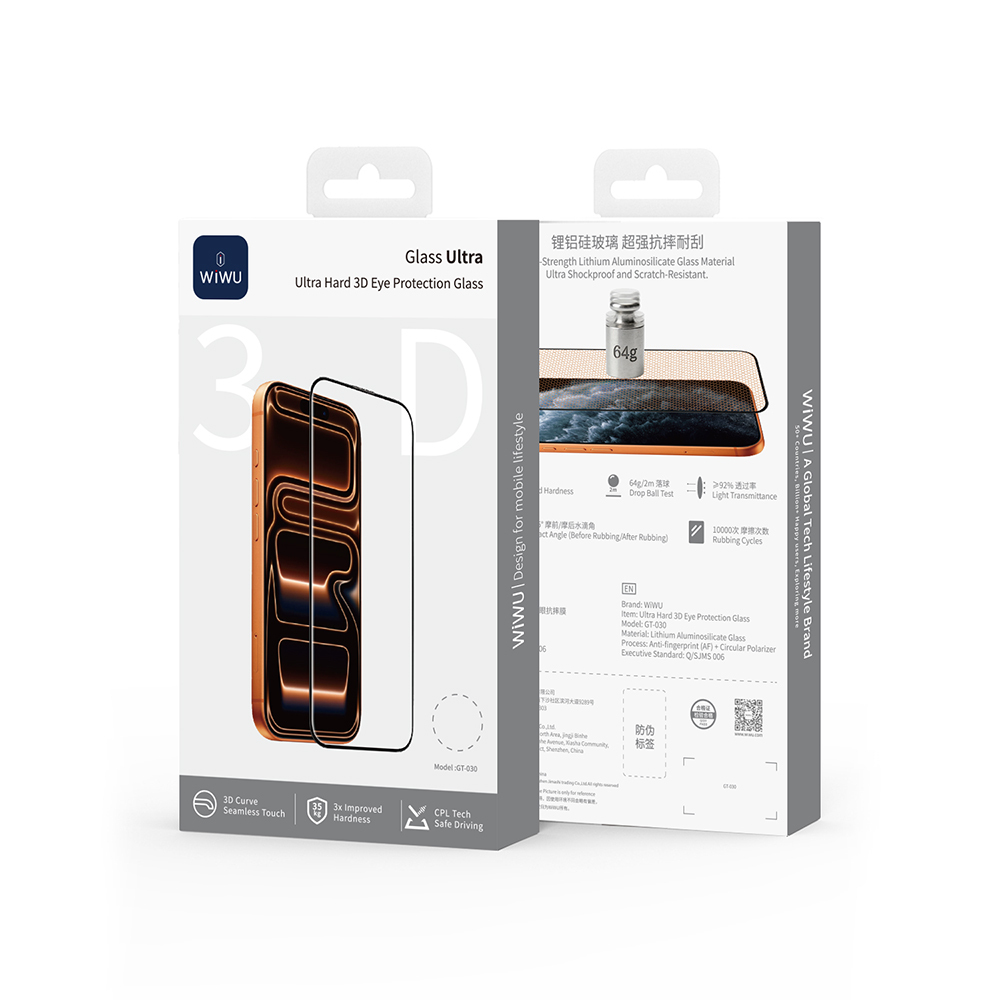 Apple iPhone 17 Uyumlu Wiwu GT-030 3D Çizilmeye Dayanıklı Temperli Cam Ekran Koruyucu - 4