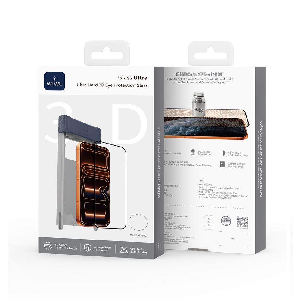 Apple iPhone 17 Pro Uyumlu Wiwu GT-032 Glass Ultra Serisi 3D Polarize Ekran Koruyucu Cam + Kolay Uygulama Aparatı - 5