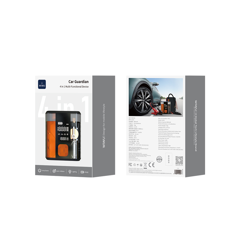 Wiwu CG201 4in1 Dijital LED Göstergeli Araç Akü Acil Durum Takviye Güç Kaynağı Powerbank 40W 8800mAh - 5