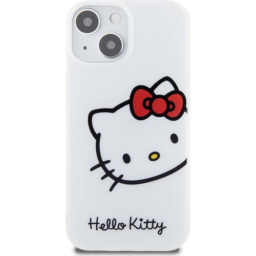 Apple iPhone 15 Uyumlu Kılıf Hello Kitty Orjinal Lisanslı Yazı ve İkonik Logolu Kitty Head Kapak