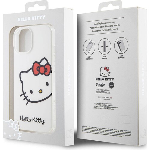Apple iPhone 15 Uyumlu Kılıf Hello Kitty Orjinal Lisanslı Yazı ve İkonik Logolu Kitty Head Kapak
