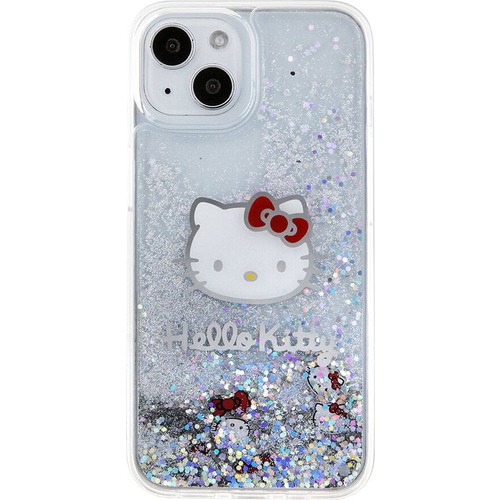 Apple iPhone 15 Uyumlu Kılıf Hello Kitty Orjinal Lisanslı İkonik Sıvılı Glitter Kapak