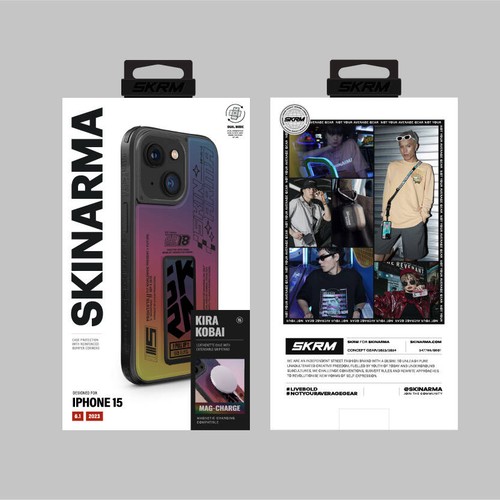 Apple iPhone 15 Uyumlu Kılıf SkinArma Holografik Tasarımlı Standlı Deri Görünümlü Kira Kobai Kapak