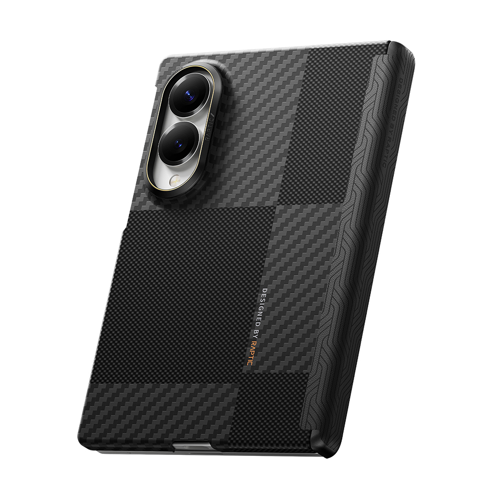 Galaxy Z Fold 8 Kılıf M-safe Şarj Özellikli Metal Kamera Çerçeveli Raptic Aramid SkinPro Serisi Karbon Kapak - 1