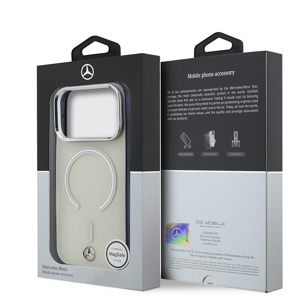 Apple iPhone 17 Pro Max Uyumlu Kılıf Mercedes Benz Orjinal Lisanslı M-safe Şarj Özellikli Saydam Yüzey İkonik 3D Metal Logolu Kapak - 7
