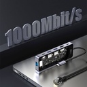Recci RH17 Type-C to Type-C PD100W + USB3.0 + HDMI + Type-C + RJ45 Bağlantılı 6in1 Hub
