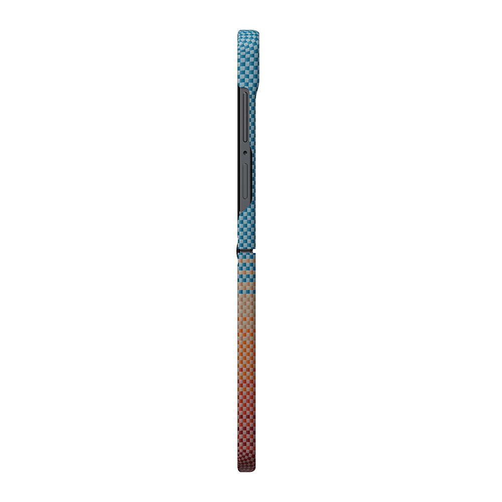 Samsung Galaxy Z Flip Uyumlu 8 Kılıf M-safe Şarj Özellikli Aramid Karbon Fiber Pitaka Sunset 2.0 California Dream Serisi Kapak - 2