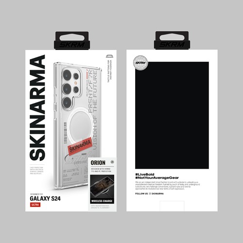 Samsung Galaxy S24 Ultra Uyumlu Kılıf SkinArma Magsafe Şarj Özellikli Yazı Desenli Airbag Tasarımlı Orion Kapak