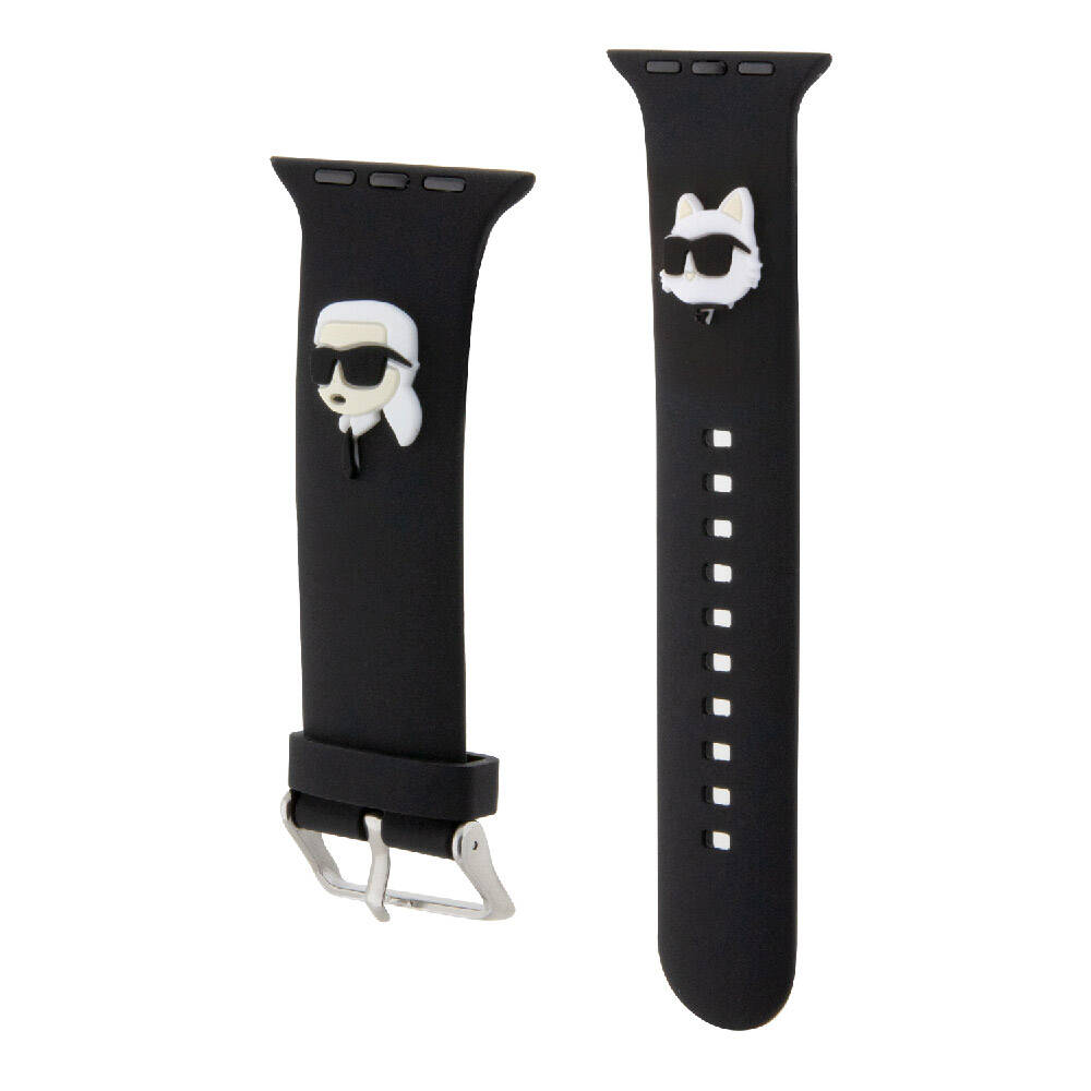Apple Watch 7 45mm Uyumlu Karl Lagerfeld Orjinal Lisanslı İkonik Karl & Choupette Logolu Silikon Kordon - 2