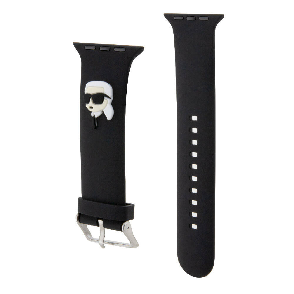 Apple Watch 7 41mm Uyumlu Karl Lagerfeld Orjinal Lisanslı İkonik Karl Head Logolu Silikon Kordon - 2