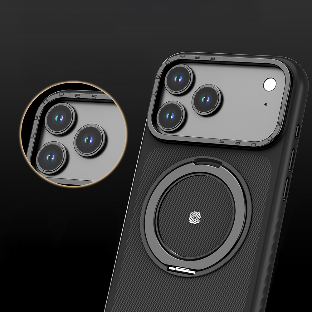 Apple iPhone 17 Uyumlu Kılıf M-safe Şarj Özellikli Metal Standlı Lenyes CK225 Kapak - 1