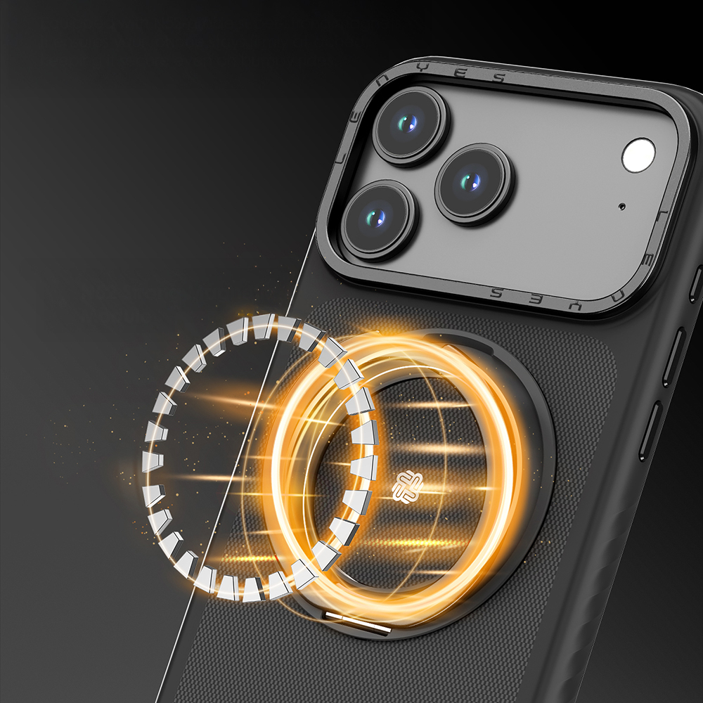 Apple iPhone 17 Uyumlu Kılıf M-safe Şarj Özellikli Metal Standlı Lenyes CK225 Kapak - 5