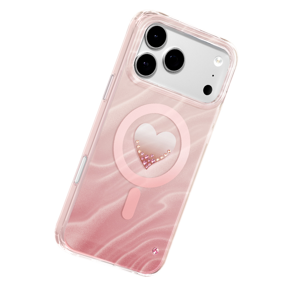 Apple iPhone 17 Pro Uyumlu Kılıf M-Safe Şarj Özellikli Orjinal Swarovski Taşlı Zore Paris Rovix Sert PC Kapak - 1