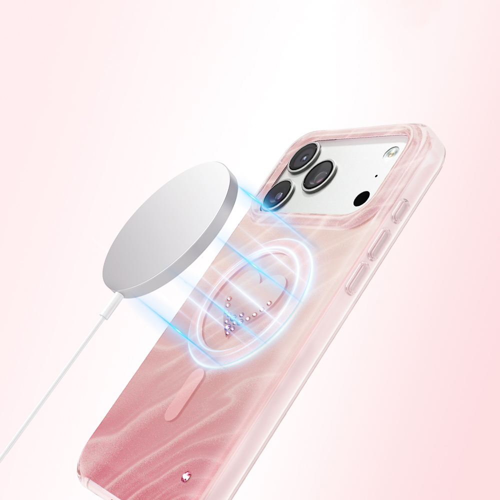 Apple iPhone 17 Pro Uyumlu Kılıf M-Safe Şarj Özellikli Orjinal Swarovski Taşlı Zore Paris Rovix Sert PC Kapak - 4