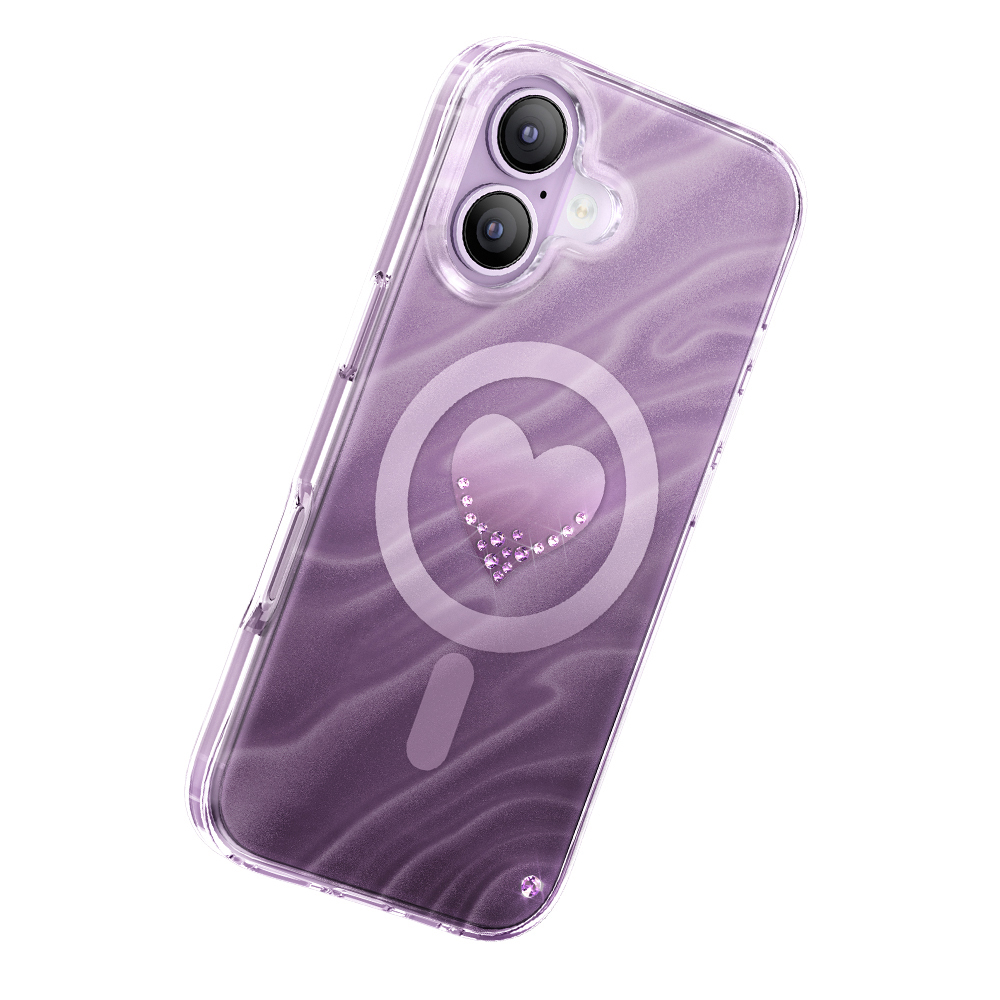 Apple iPhone 17 Uyumlu Kılıf M-Safe Şarj Özellikli Orjinal Swarovski Taşlı Zore Paris Rovix Sert PC Kapak - 1